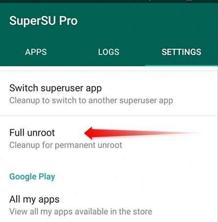 Desfazer o root do Android usando o aplicativo SuperSu