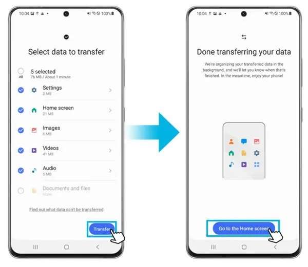 Copie dados sem fio do iPhone para o Samsung S23 Series usando o Smart Switch