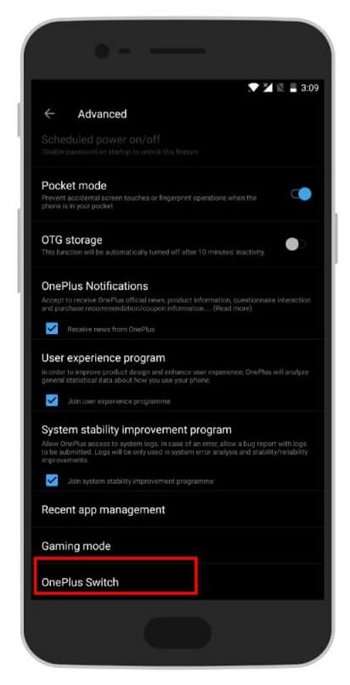 Mudar OnePlus para fazer backup de telefones OnePlus