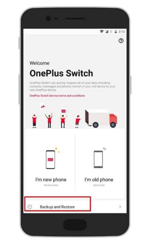 OnePlus Switch Backup e restauração de telefones OnePlus