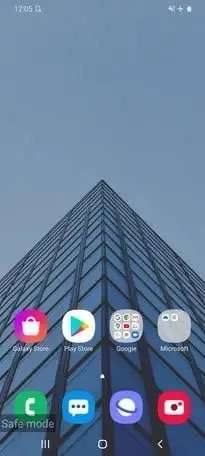 Você pode ver o modo de segurança no canto inferior esquerdo da tela