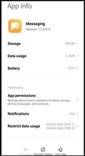 Clear Cache And Clear Data For Messaging App