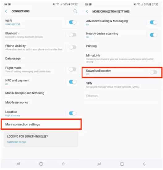 Enable Download Booster To Fix Failed To Download Attachment From Multimedia Message