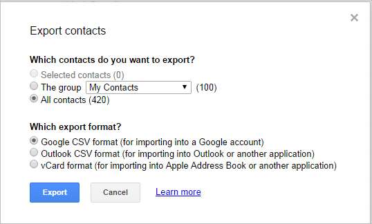 Export Contacts From Google Account