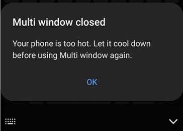 Multi Window Overheating message on Samsung