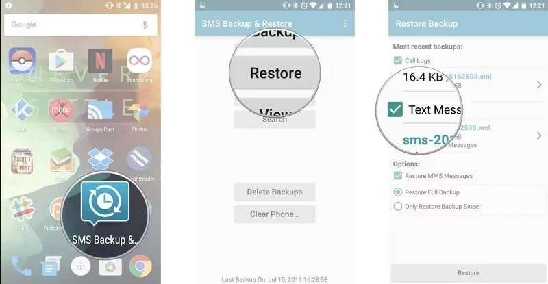 Recover Deleted Texts on Android without a Computer Using SMS Backup and Restore